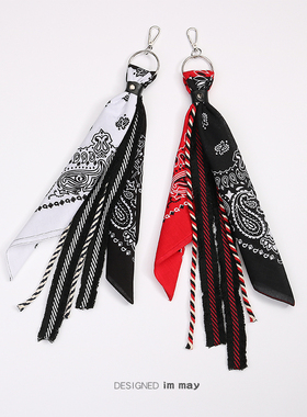 腰果花方巾潮牌街头裤巾hiphop裤链腰巾嘻哈飘带挂裤子挂饰男女