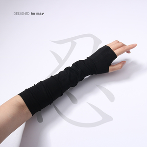 露指夏季忍者手套黑色山本辣妹袖套防晒护臂护袖冰袖ins袖子女