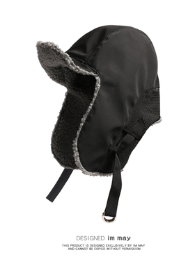 机车雷锋帽男飞行员潮羊羔绒护耳帽毛绒帽子女冬耳罩帽子ins风