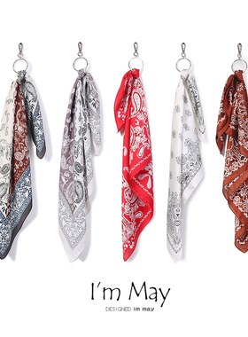 Im May复古腰果花方巾丝巾裤巾街舞嘻哈小领巾女韩国hiphop小方巾