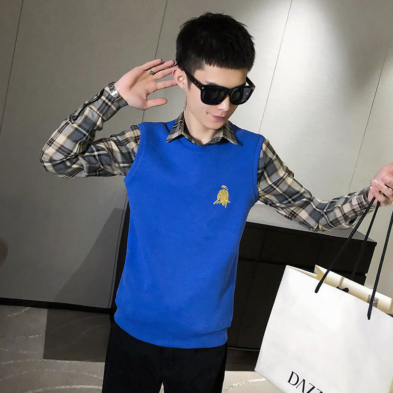 春秋季新款社会小伙拼接格子长袖卫衣外套A328-21031-P65,男装卫衣,星座406