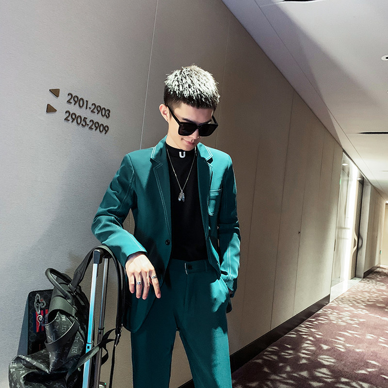 明线工艺秋冬新款休闲小西服西裤潮西装套装A328-20333-P165,男装西服套装,星座406
