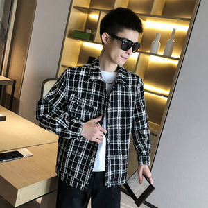 春秋季新款格子长袖夹克口袋纽扣外套 A328-21011-P85 控105图片