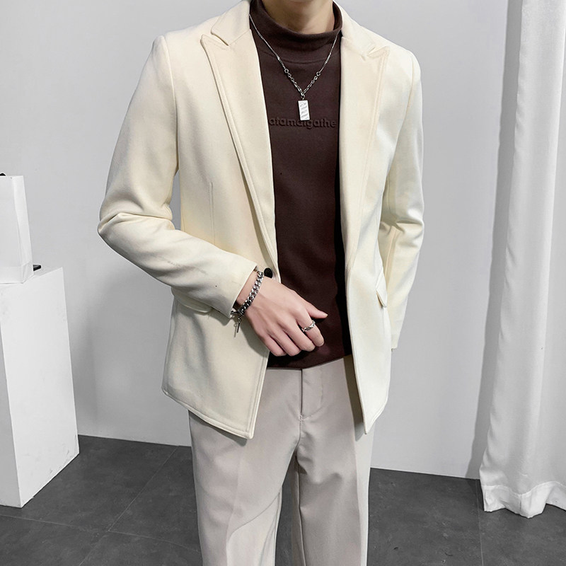 2024秋冬新款呢料西装外套男带腰带呢子外套A328-21720-P115控155,男装毛呢大衣,星座406