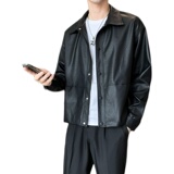 秋季新款韩版简约夹克外套皮衣帅气潮流男A328-21732-P125控165，男装皮衣，星座406