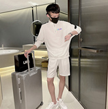 EGM半袖拉链T恤+短裤时尚套装休闲套装男A328-2072-P95控135，男装休闲套装，星座406