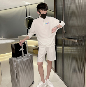 EGM半袖拉链T恤+短裤时尚套装休闲套装男A328-2072-P95控135图片