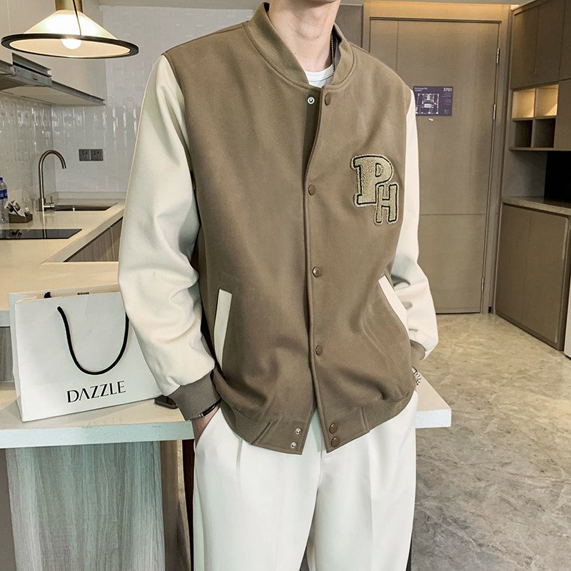 2024秋新款呢质感棒球服夹克外套男韩版宽松A328-21066-P115控155,男装夹克,星座406