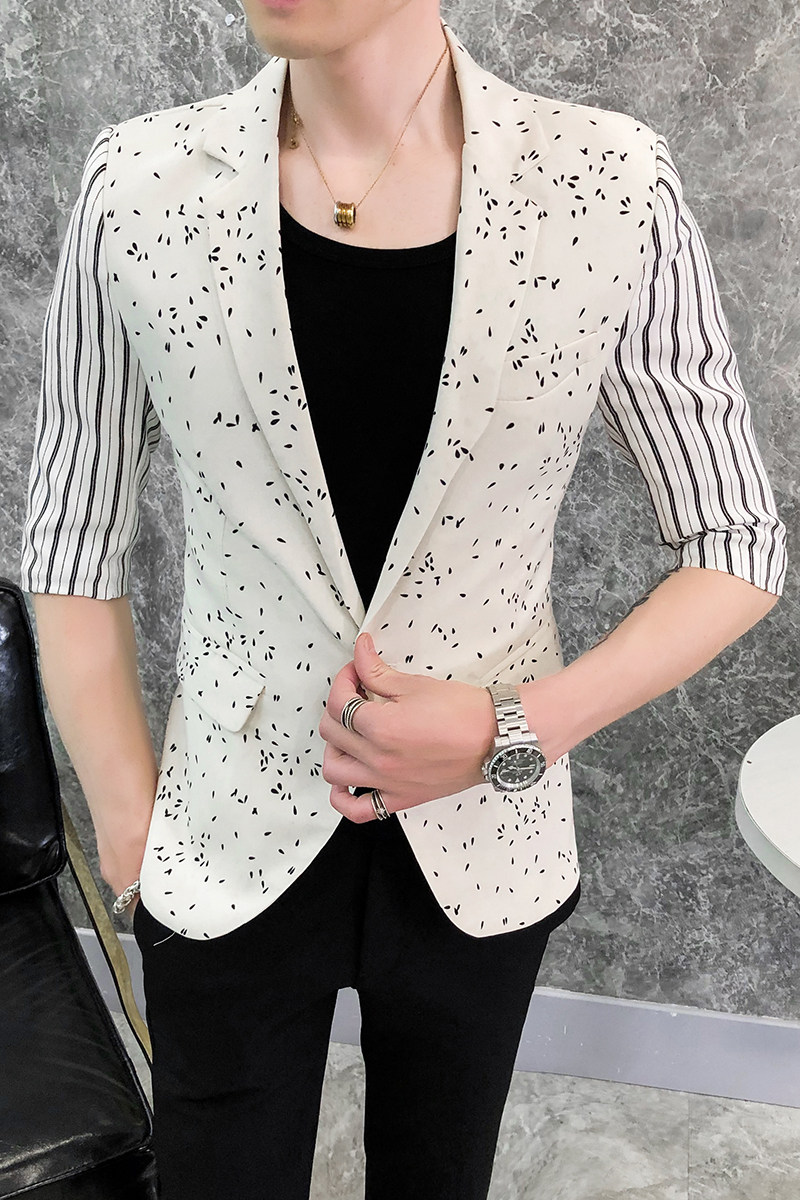 花西装短袖西服西裤无头风拼接小西服外套A328-2059-P95,男装西服,星座406