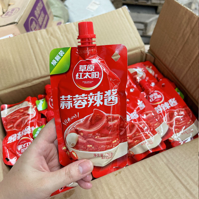 草原红太阳蒜蓉辣酱125g手抓饼酱料烤海鲜冷面酱烧烤肉蘸酱调料