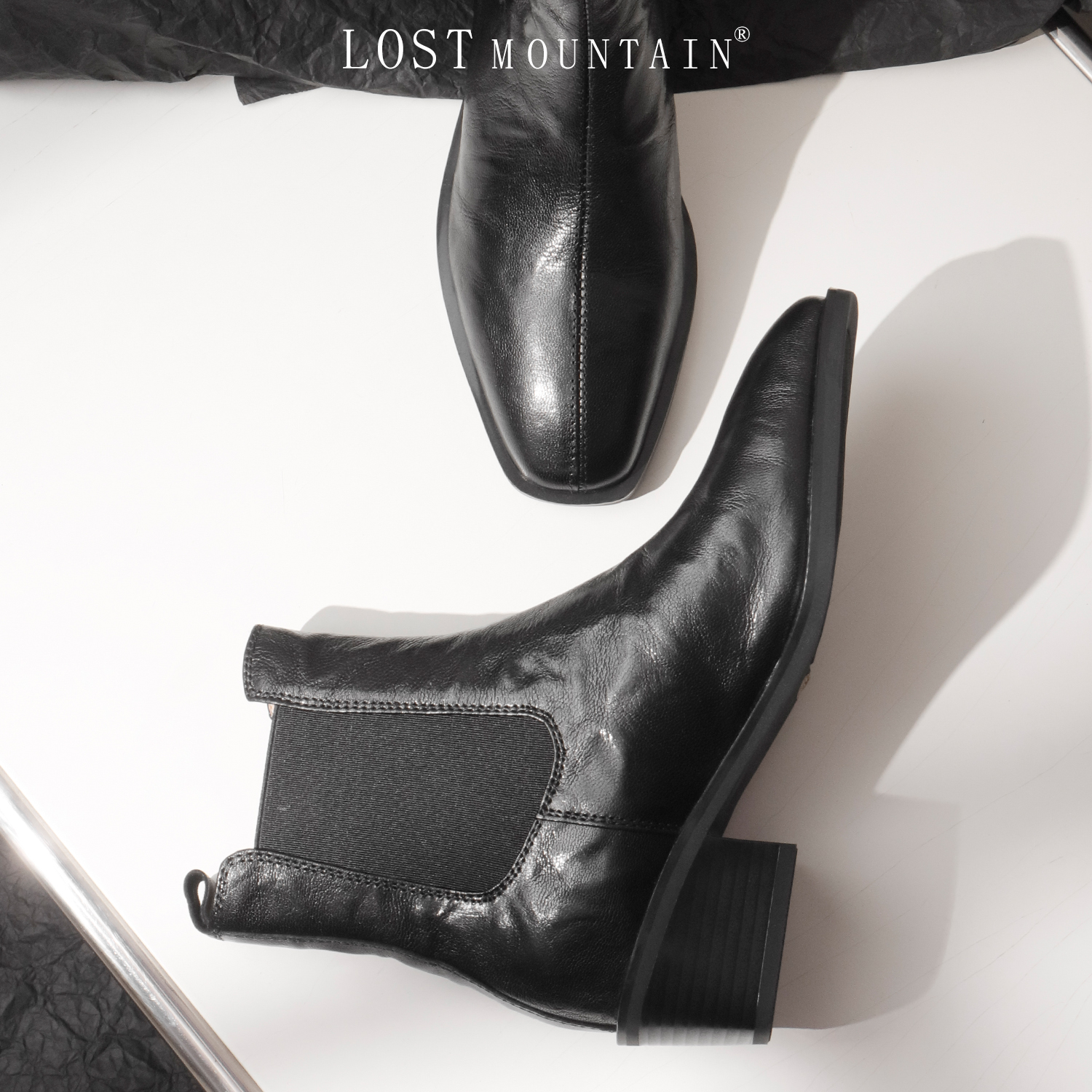 孤山定制英伦风大码切尔西短靴子