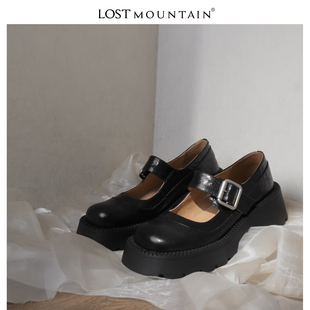 孤山定制圆头厚底jk小皮鞋一字带玛丽珍单鞋女2024新款浅口丑萌鞋