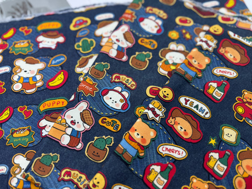 独家版权花色全棉8安帆布高密牛仔狗狗系列包包桌布背带裤外套料