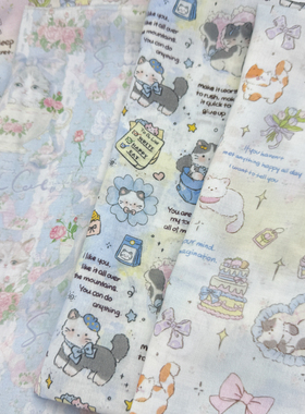 直播一米价60支人造棉轻薄微透9088棉绸卡通狗透气夏天薄款面料