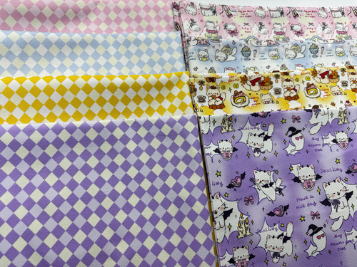 独家版权花色全棉8安帆布高密小猫菱格系列包包桌布背带裤外套料