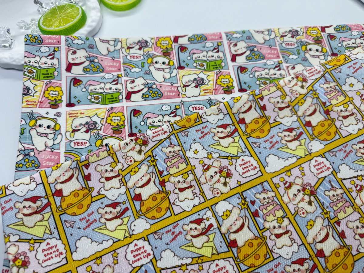 独家版权花色全棉8安帆布和府绸拼布卡通猫包包桌布背带裤外套