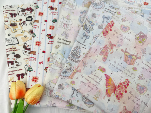 设计师款全棉8安帆布高密卡通猫咪狗狗包包外套桌布手工数码