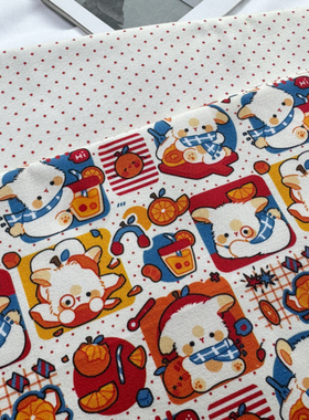 独家版权花色全棉8安帆布和府绸橘兔软糖包包桌布背带裤外套