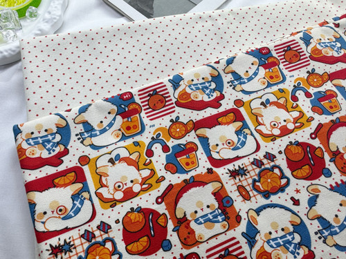 独家版权花色全棉8安帆布和府绸橘兔软糖包包桌布背带裤外套