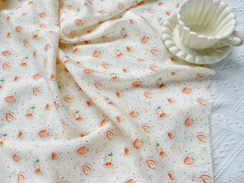 一米价60支高密锦棉波点草莓童装旗袍洛丽塔裙肠圈衬衣包包料