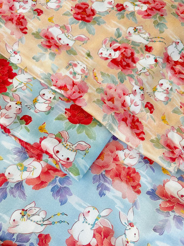 直播福利价满20包邮60支贡缎牡丹兔系列婴童手工洛丽塔裙布料