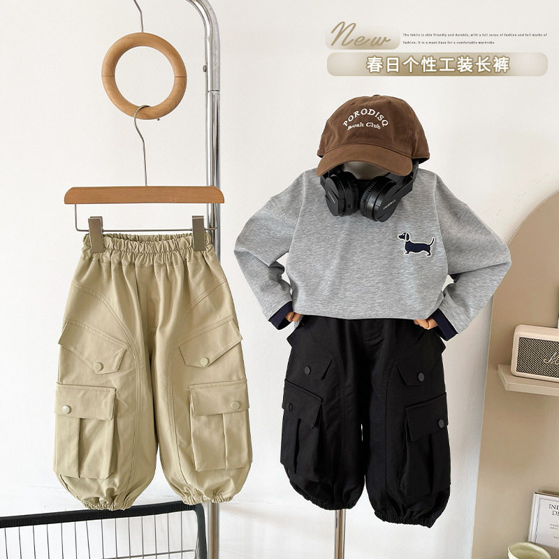2026春季新款宽松帅气儿童大口袋工装裤百搭男童休闲裤新品,童装/婴儿装/亲子装,裤子,淘宝优惠券,粉丝福利购,淘宝优惠卷