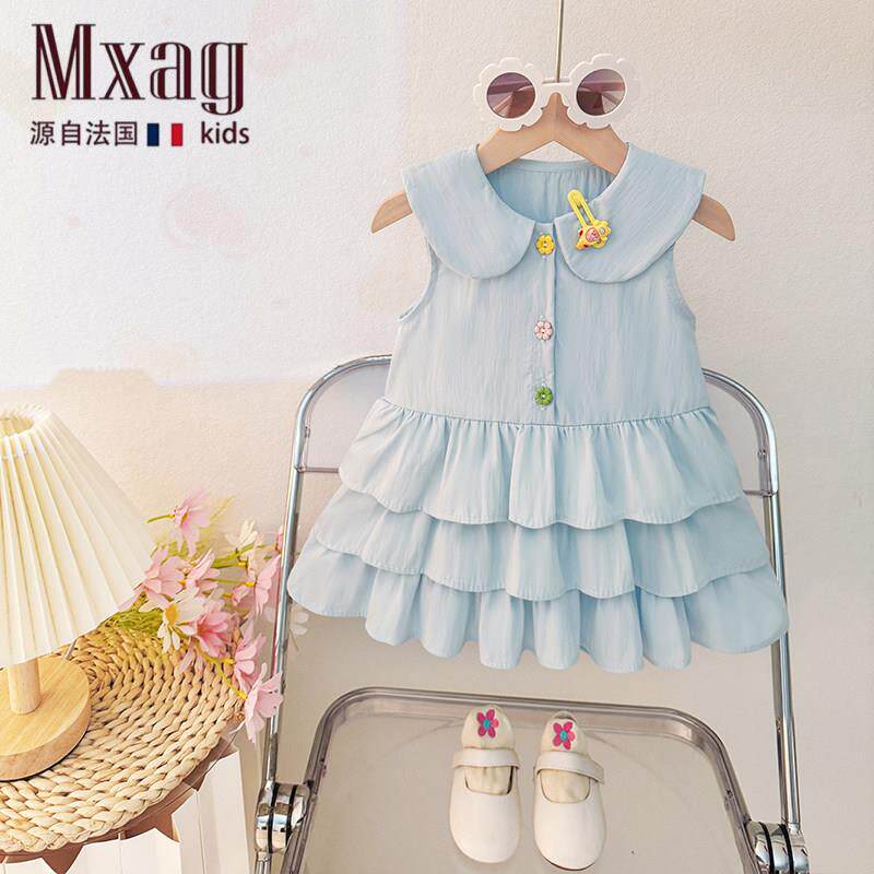 MXAG女童夏季裙子巨好看薄款儿童公主裙婴儿无袖背心裙女宝宝洋装