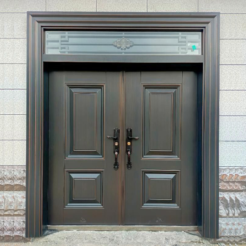 锌合金别墅大门双开门农村自建房进户门乡村对开入户门家用堂屋门