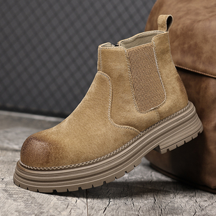 靴冬季 工装 男靴子 中帮皮靴高帮皮鞋 真皮切尔西短靴厚底马丁靴男鞋