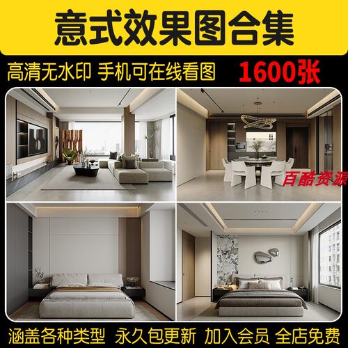意式装修设计效果图 极简轻奢风格家装房屋房子客厅卧室室内图库