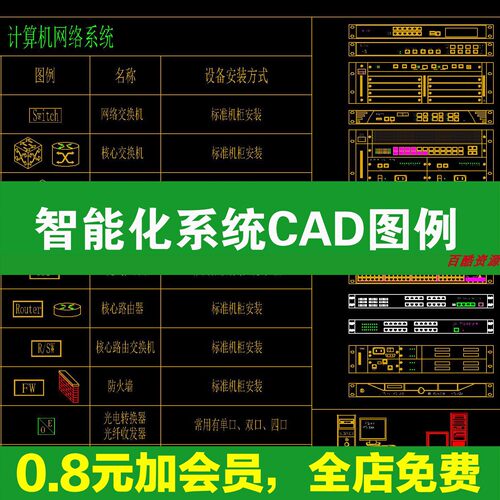 超全弱电智能化CAD图库系统图例CAD施工图详图素材图块