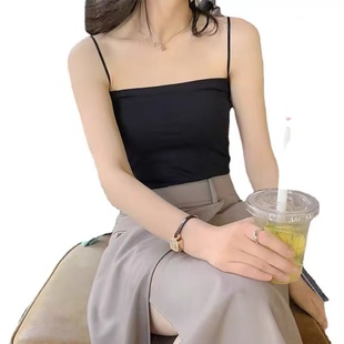 女夏季 网红纯色吊带内衣背心式 带胸垫外穿上衣无钢圈细带打底抹胸