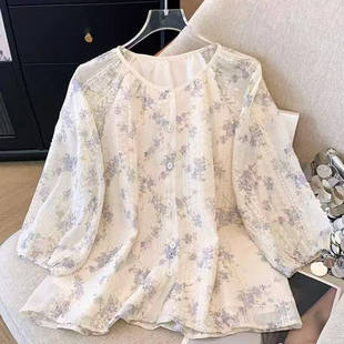 369 碎花衬衫 新款 独特别致漂亮上衣 显瘦防晒衬衫 衬衣女夏新款