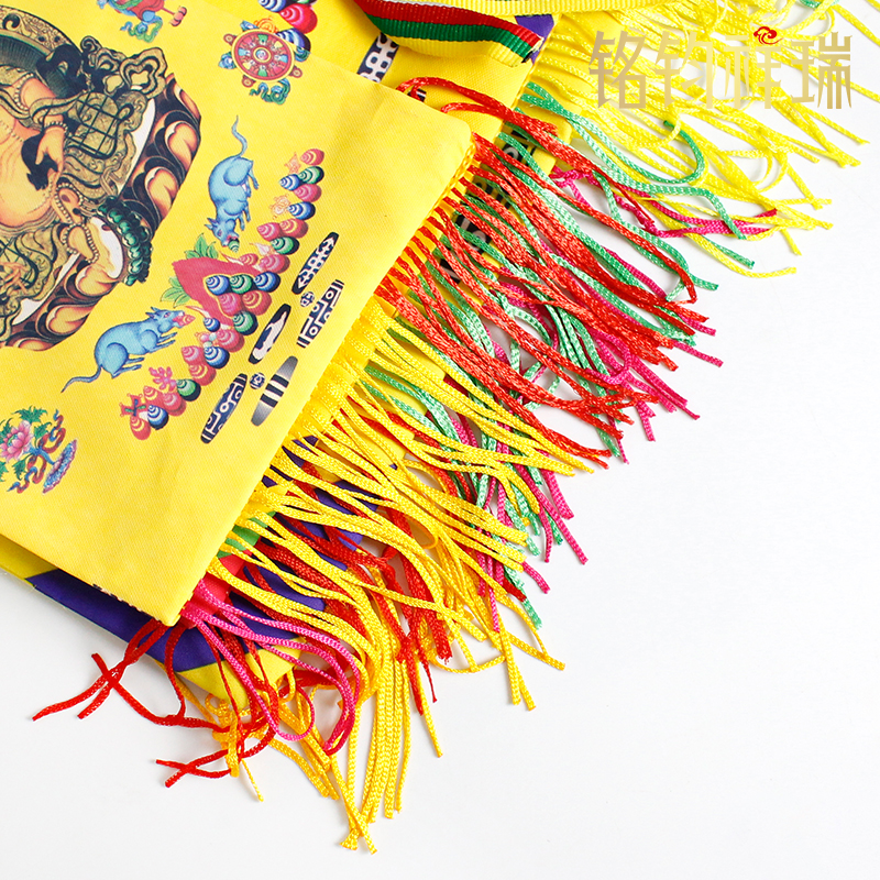 藏传占巴拉带宝瓶袋口袋单层涤纶印花复古财宝天王八吉祥防尘袋子