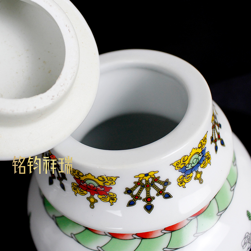 陶瓷宝瓶装藏空瓶八吉祥地藏龙王五佛摆件藏式民族用装饰可定制