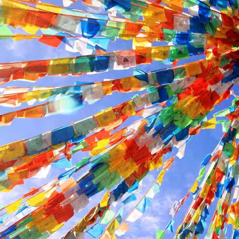 西藏经幡，6.5米观音心咒五彩布20面