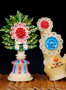 朵玛食子花藏式 家用装饰尼泊尔手工彩绘朵玛八供 树脂食子摆件