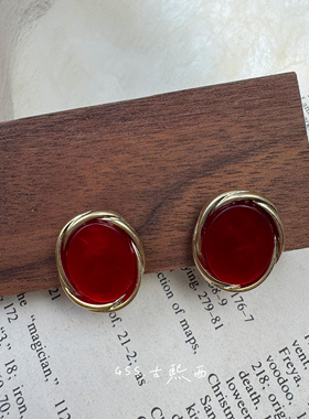 古熙西｜外饰潮牌原单925银银针宴会大气夸张晚宴优雅红色耳环