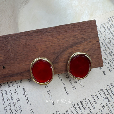 古熙西｜外饰潮牌原单925银银针宴会大气夸张晚宴优雅红色耳环