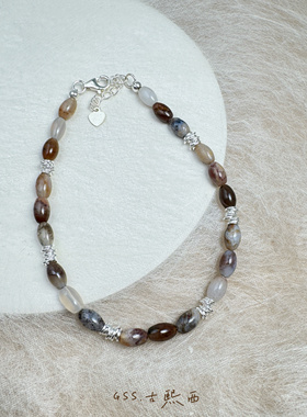 古熙西外饰｜潮牌原单925银米珠时髦个性精致小巧手链ins博主玛瑙