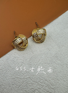 【古熙西 外饰】潮牌原单复古微镶高亮度锆耳钉 精致 银针 高保色