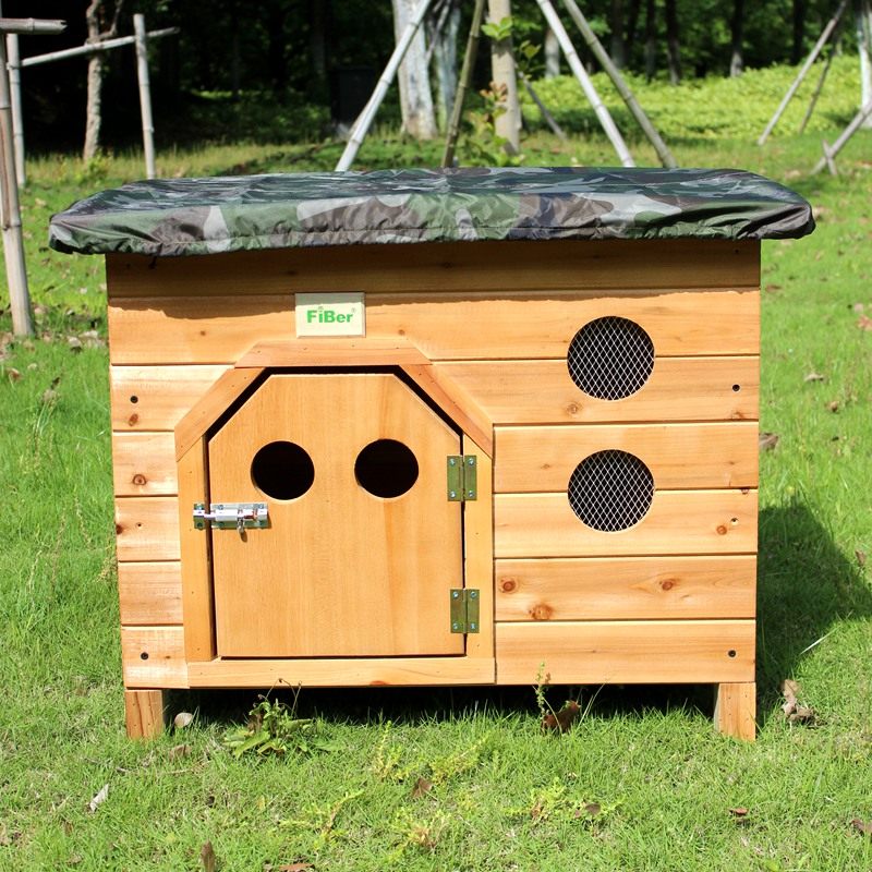 FIBER范博包邮实木狗屋户外室内平顶木狗窝泰迪屋猫窝狗笼宠物窝