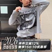 Schism分裂乐队西雅图垃圾摇滚华夫格花灰色boxy长袖 POH 24AW T恤