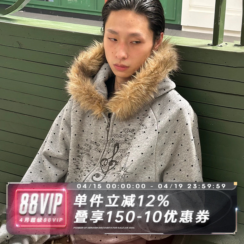 SADSOUP HOODIE 爱心波点 猎装毛领 音符涂鸦 400G加绒连帽卫衣