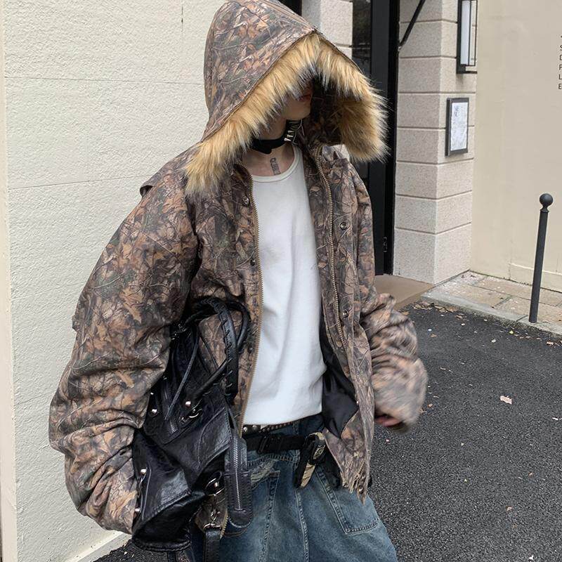 SADSOUP迷彩洗水做旧棉服外套