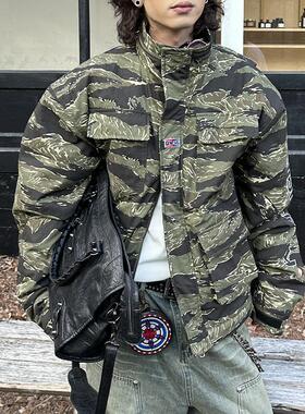 POH 24AW 四袋虎纹迷彩铃鹿赛场主题M65立领廓形短宽夹克棉服外套