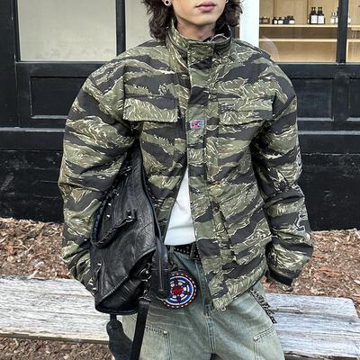 SADSOUP四袋虎纹迷彩立领棉服