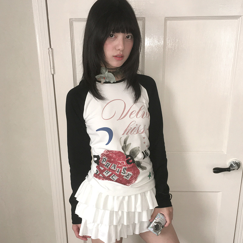 SADSOUP草莓连帽轻朋长袖T恤克