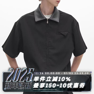 正装 SUIT 型 POH 口袋 衬衫 拼接皮领 短袖 SHIRT 箱型版 西装 英式