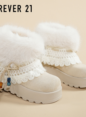 F21超厚底雪地靴女款2025新款冬季皮毛一体加绒加厚中筒毛毛棉鞋